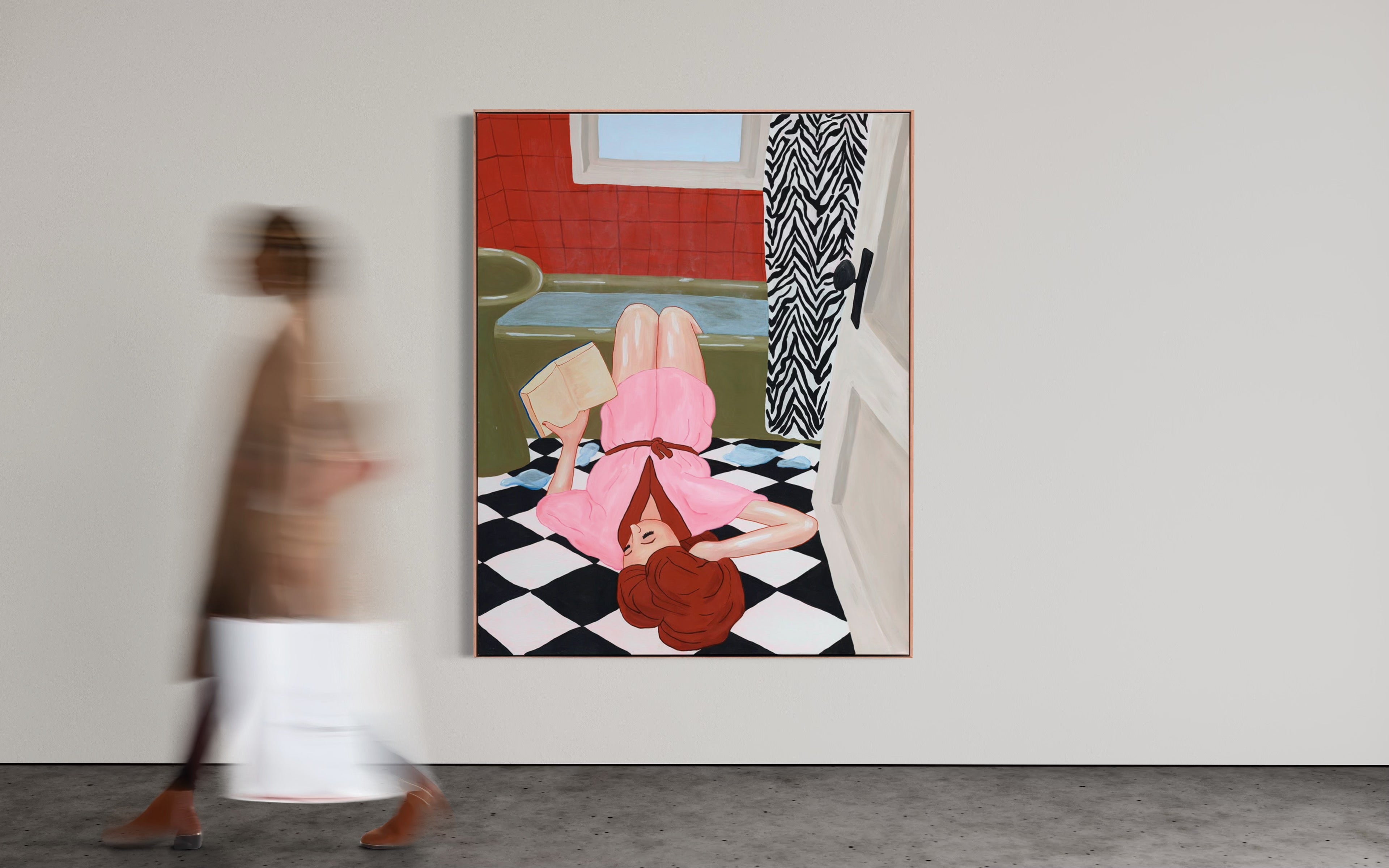 Sunday morning having a read, feet in the tub, 2025