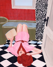 Sunday morning having a read, feet in the tub